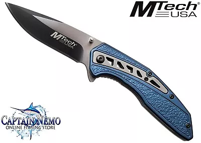 Mtech Usa Manual Linerlock Folding Pocket Knife Stainless Steel Blue Mt1046bl • $49.95