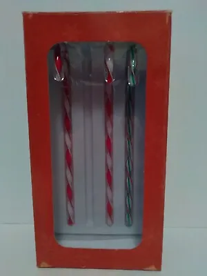 $21.99 • Buy Longaberger - Glass - New (opened) - Glass Candy Cane Ornament Set - Only 3 Pcs