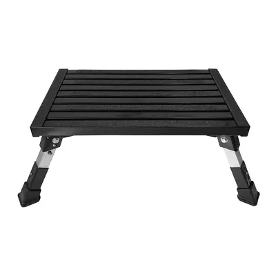 Black Folding Caravan Step With Adjustable Legs Aluminium Portable Off Road RV • $89.95