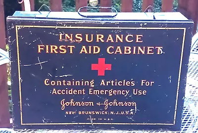 1910's Johnson & Johnson  Insurance First Aid Cabinet  W/Stock  Esmarch Sling • $280