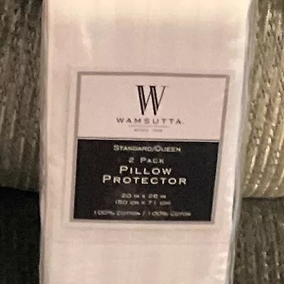 Wamsutta Standard Queen 2 Pack 100% Cotton Pillow Protector 20  X 28  White • $17.95