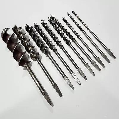 10 Vintage Russell Jennings Wood Auger Drill Bits (456891011151824) • $69.99