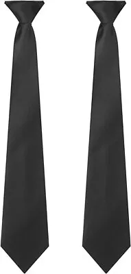 Men's Black Clip-On Ties 2-Pack Silk-Like Polyester Pre-Made Knot • $18.36