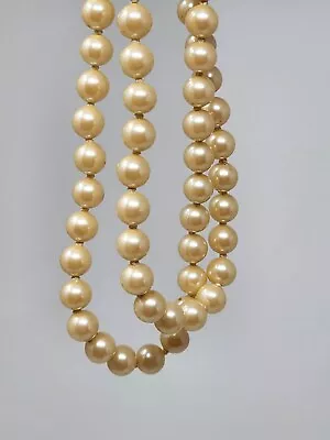 Vintage Long 54  Single Strand Faux Pearl Necklace Cream 8mm  Pearls  Good Sheen • $16.99