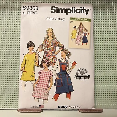 Simplicity S9868 Sewing Pattern Misses Apron Smock Cobbler Vintage 70s S-XL • $10.25