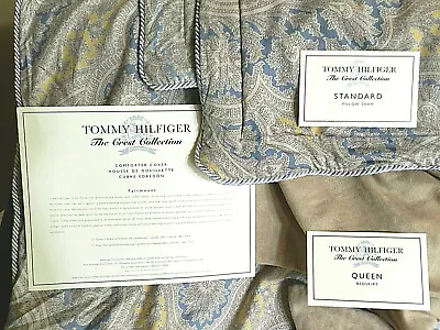 4 PC SET TOMMY HILFIGER  Fairmount  QUEEN DUVET COMFORTER COVER SHAMS BED SKIRT • $45.99