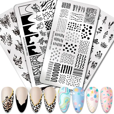 NICOLE DIARY Nail Stamping Plates Butterfly Fire Stencil Nail Stamp Templates • $2.57