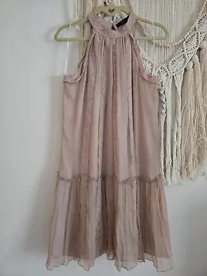 Vintage Zara Pink Lace Dress 100% Silk Size M • $35