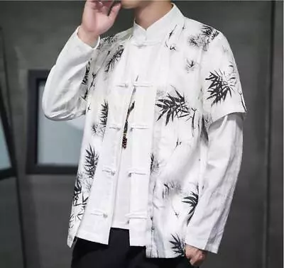 Men's Fashion Chinese Style Stand Collar Long Sleeve Hanfu Loose Printed Jackets • $53.46