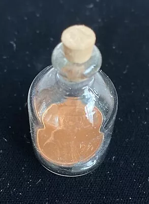 Vintage 1971 Penny In A Miniature Glass Bottle With A  Cork Stopper • $12.95