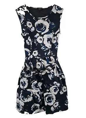 Ladies Matalan Blue Floral Dress With Belt Size 10 Excellent Condition • £8.50