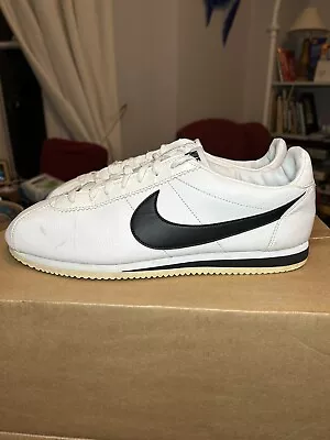 Nike Classic Cortez Leather OG Trainers (2016) White/Black Retro VTG Gump - UK12 • £80