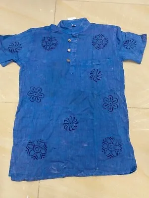 Blue Short Sleeve Festival/boho Shirt (u1) • £7.99