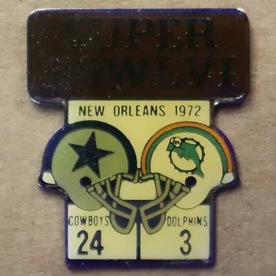 Super Bowl 6 VI Pin Lapel Hat 1972 Cowboys 24 Dolphin's 3 • $6.48