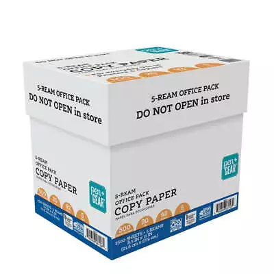 Copy Paper 8.5  X 11  92 Bright 20 Lb. 5 Reams (2500 Sheets) • $24.01