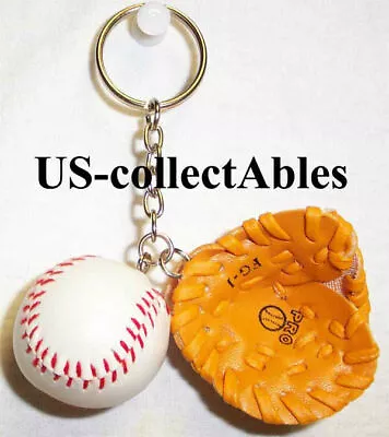 Mini Baseball Glove And Ball Key Ring Keychain Inexpensive Sports Fan Gift Item • $9.99