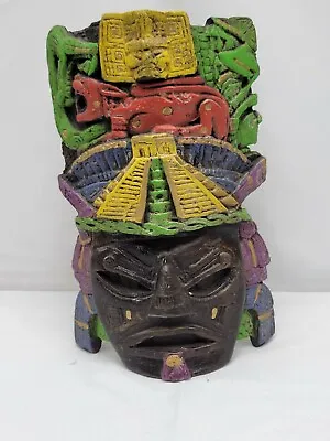 Hand Carved Stone Aztec Mask - Mayan Pyramid Vintage Warrior  • $25