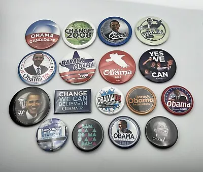 Lot 17 2008 Campaign Barack Obama Biden Round Square Pinback Button Pin 2.25 /3  • $14.98