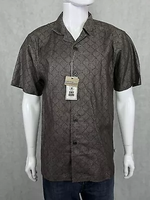 Stacy Adams Coated Linen Men's Size Large Gray Short Sleeve Button Up Shirt NWT • $19.99