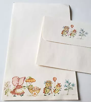 Vintage Stationery Cute Bugs Old Fashioned Girl Bug Parade Stroller With Bug • $3.50