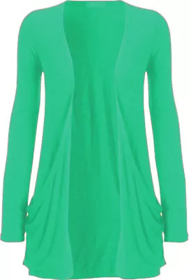 £6.49 • Buy Womens Ladies Long Sleeve Boyfriend Cardigan With Pockets Plus Sizes 8--26