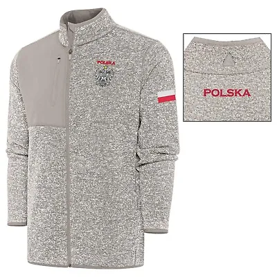 Polska Polish Antigua Fortune Full- Zip Jacket Smoke Heather White • $59.99