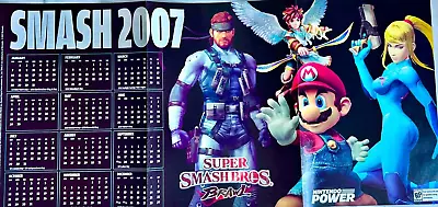 Authentic Nintendo Power Poster VTG N64 22x11 Super Smash Brothers Brawl 2007 • $34.99