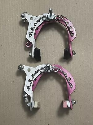 Lee Chi Freestyle Oldschool Bmx Brake Caliper Set Pink 1987 Vintage Steel • $75.99