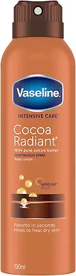 Vaseline Intensive Care Cocoa Radiant Spray Moisturiser With Vaseline Jelly For • £4.39