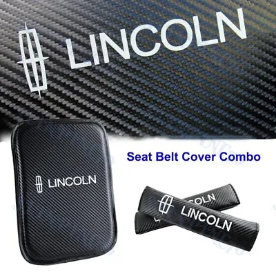 Carbon Fiber Car Center Armrest Cushion Mat Pad + Seat Belt Cover For LINCOLN • $16.98