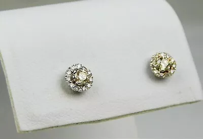 18 Kt White Gold Pair Of ∼5.1 Mm Halo DIAMOND Cluster Stud Earrings B4575 • $412