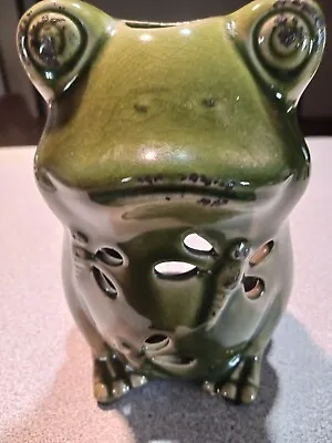 $8 • Buy Vtg Frog Ceramic Tea Light With Dragon Flies
