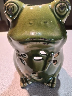 $8 • Buy Vtg Frog Ceramic Tea Light With Dragon Flies