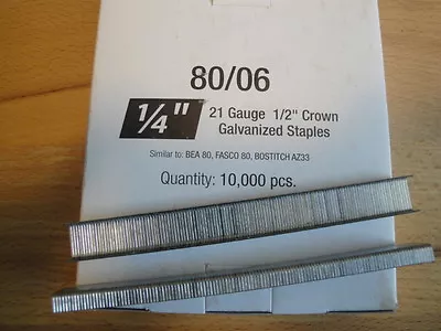 Standard Upholstery Staples 80 Series 1/2  Crown 1/4  Leg 10000 Per Box NEW • $8.60