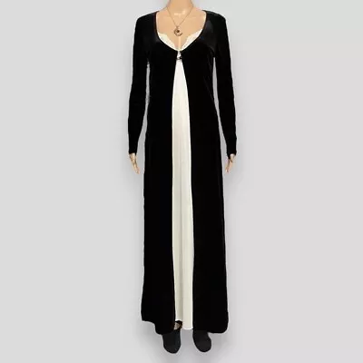 Vintage Black Velvet Maxi Duster Cardigan • $48