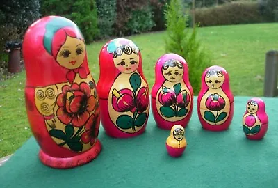 Vintage Wooden Russian Matryoshka Nesting Dolls Set Tallest Doll 20cm Tall • £18.50