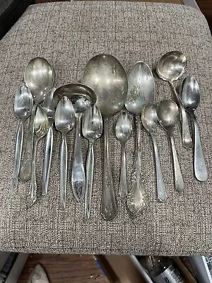Lot Of 15 Assorted Vintage Silverplate Spoons. • $14