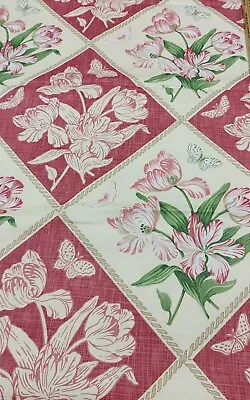 Vintage 1992 Curtain Fabric Jane Churchill Ltd. Tulip Squares  174cm • £30