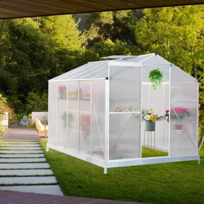 £289.95 • Buy 4x6/6x6/8x6/10x6FT Walk-In Greenhouse Polycarb Panel Aluminium Frame Door Window