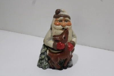 $99.99 • Buy Vaillancourt Folk Art 2010 Starlight Santa Hugging A Reindeer Figurine # 490
