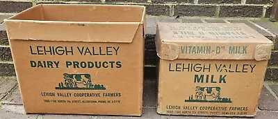 2 Vintage LEHIGH VALLEY Dairy Products Milk Advertising Wax Boxes Allentown PA. • $69.99