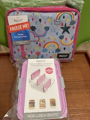 PACKIT Freezable Lunch Bag Box & Mod Lunch Bento Box Set Unicorns Rainbows NEW • $21