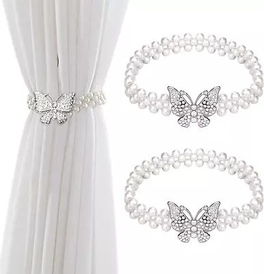 Curtain Tie Backs 2Pcs Butterfly Curtain Clips Metal TieBacks With Classy Rope • £9.48