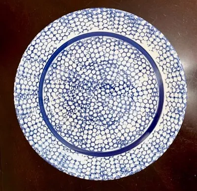 Vintage PASTA BOWL 12 3/4  X 3  La Primula  ITALY Blue  And White  Sponge Design • $20