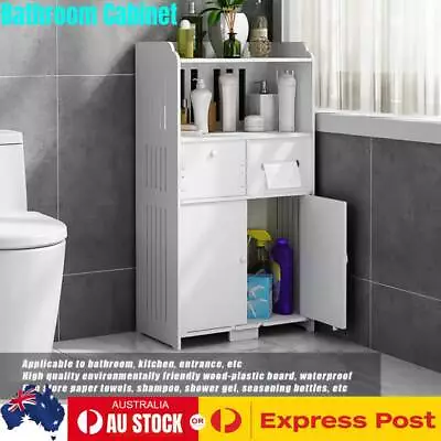 AU Bathroom Cabinet 4-Door Storage Shelf Cupboard Drawers Pantry Kitchen 90CM • $45.98