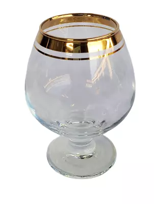 Mid Century Modern Gold Rimmed Brandy Whiskey Rye Snifter Glass 5  Tall • $7.20