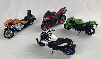 SUZUKI Kawasaki MOTORCYCLE Lot X 4  DIE-CAST & PLASTIC TOY MODEL 1/18 4.5” • $16.50