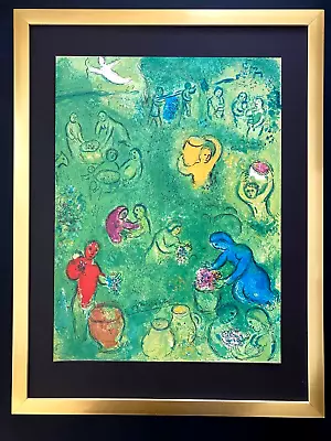 Marc Chagall + 1977 Beautiful Signed Print Framed + Buy It Now!! • $179