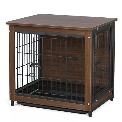 2 In 1 Use Wooden Dog Crate Lockable Pet Dog Cat Crate Decorative End Side Table • $95.96