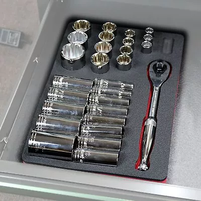 Tool Drawer Organizer Ratchet And Socket Holder Red Black Foam Tray 15x10 • $21.98